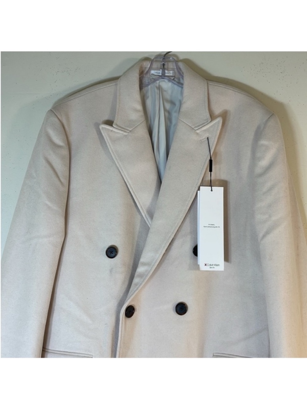 Calvin Klein Wool Blend Slim Fit Double Breasted Pea Coat. 42 Long. NWT. $495! - Picture 6 of 15